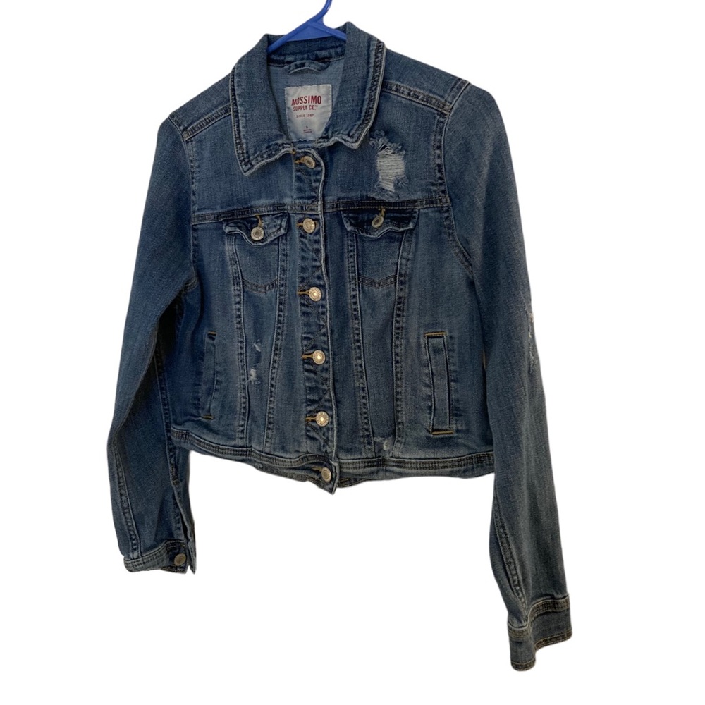 Women’s Medium Blue Washed Collared Button Down Jean Jacket With Pockets. Size S - Picture 4 of 7